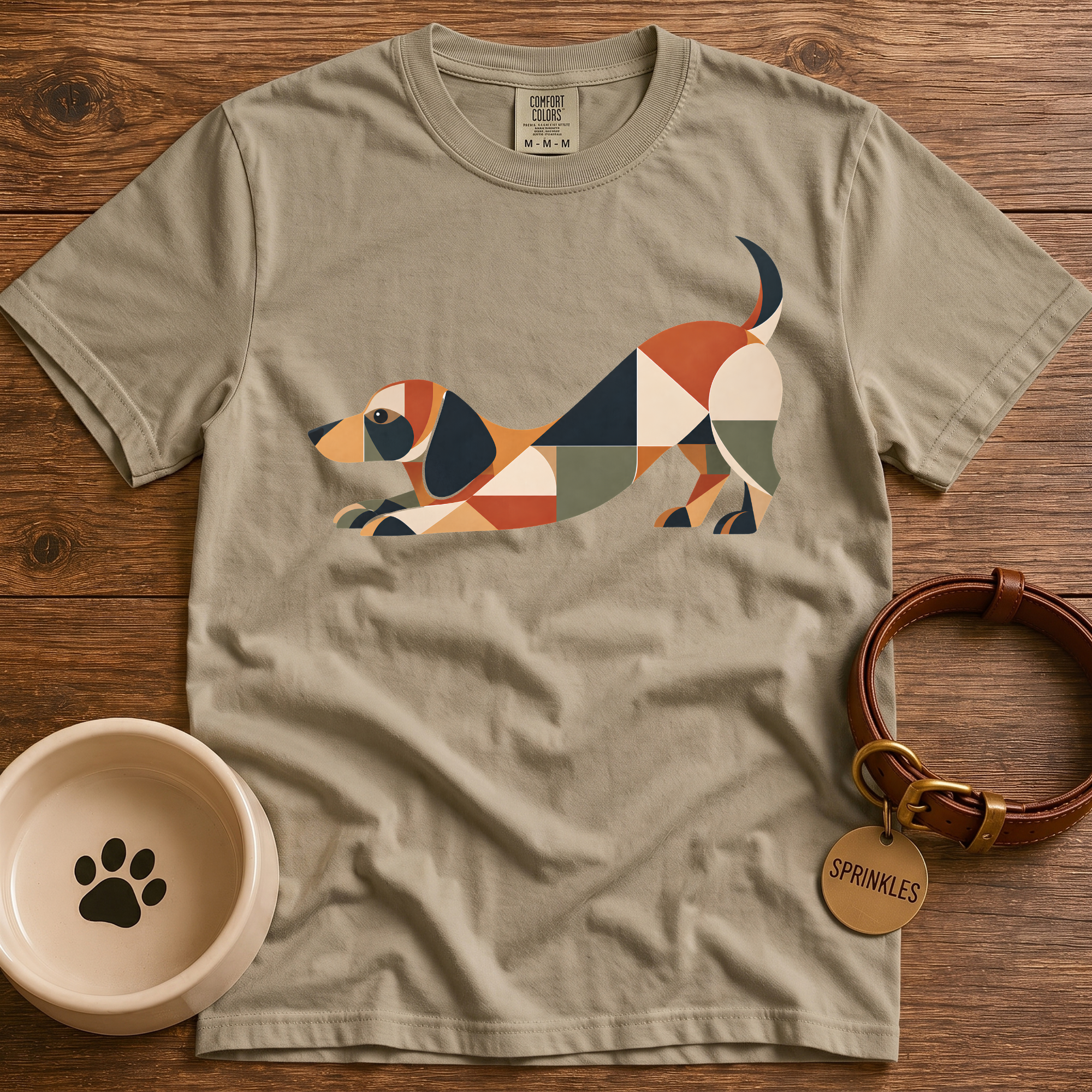 Geometric Dachshund  T-Shirt